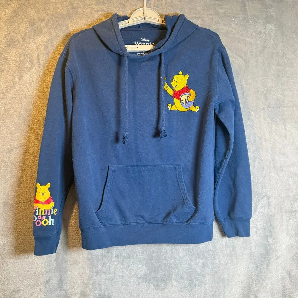 Winnie The Pooh Hoodie Youth M 8-10 Blue Pullover Graphic Piglet Sweatshirt - Picture 1 of 6